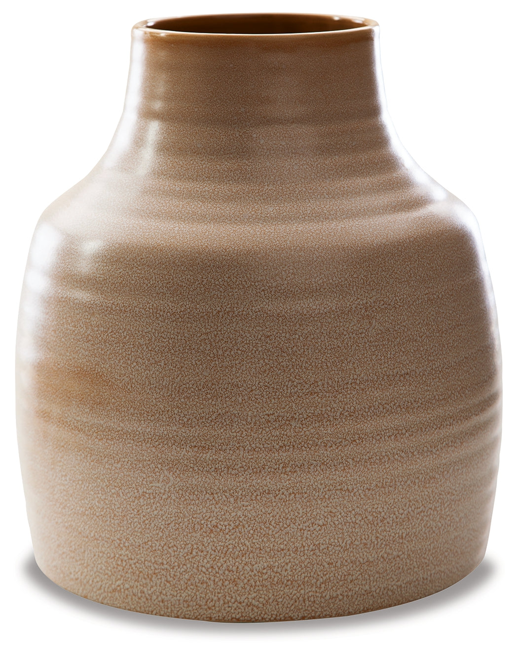 Detail of tan reactive glaze finish on vase
