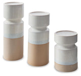 Hurston Ivory/brown Candle Holder (Set Of 3) - Ella Furniture