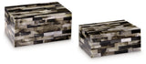 Ellford box closed top view in black brown cream mosaic