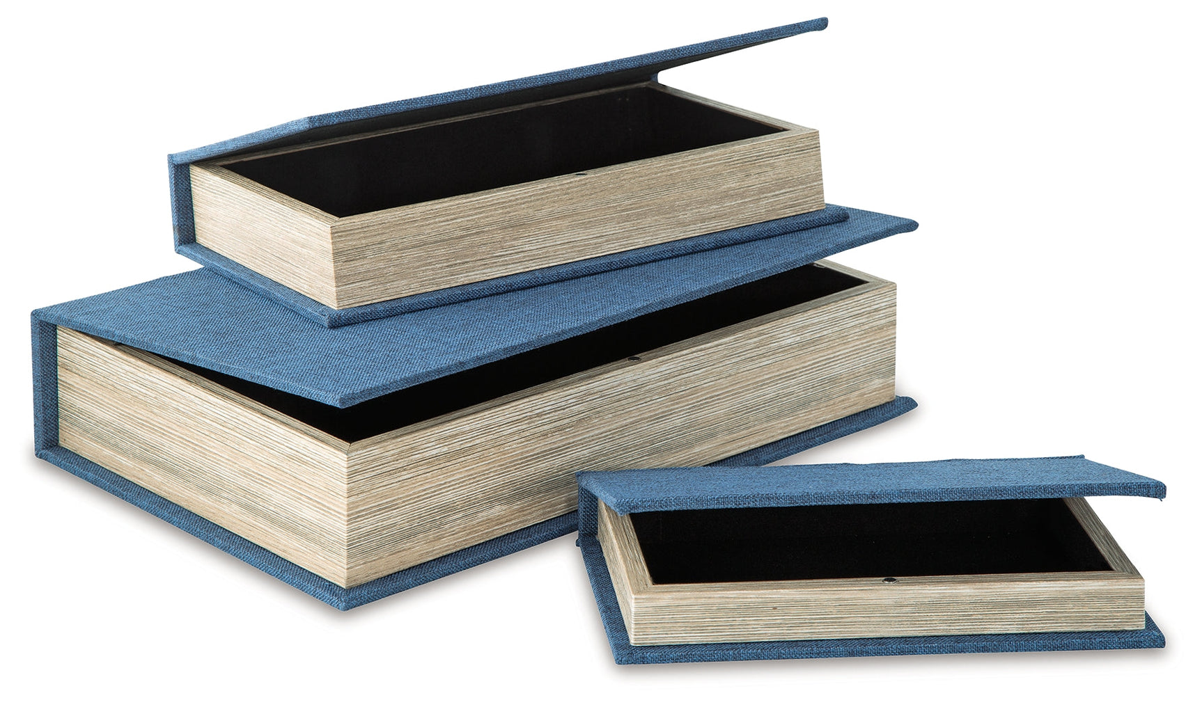 Jolina Blue Box Set detail of texture and black velvet lining