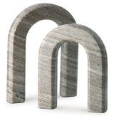 Keithton Taupe Marble Sculpture Set side angle