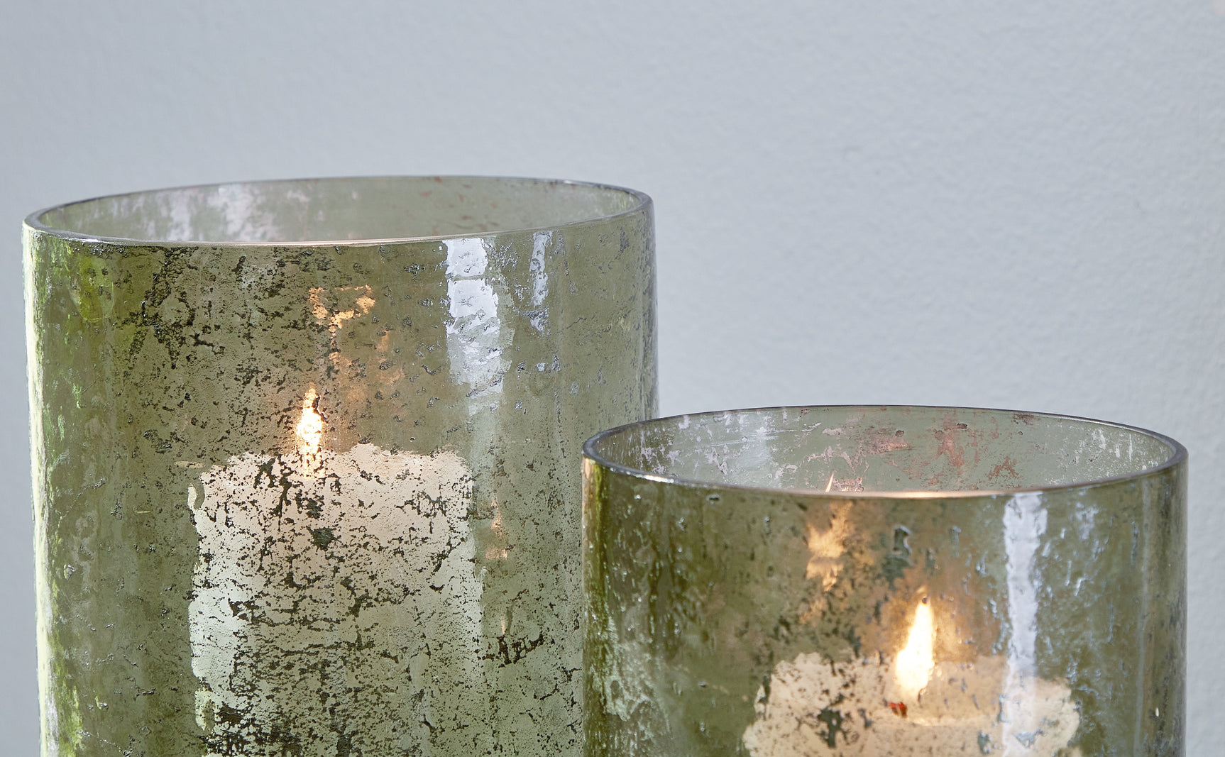 Clarkton green candle holder finish detail