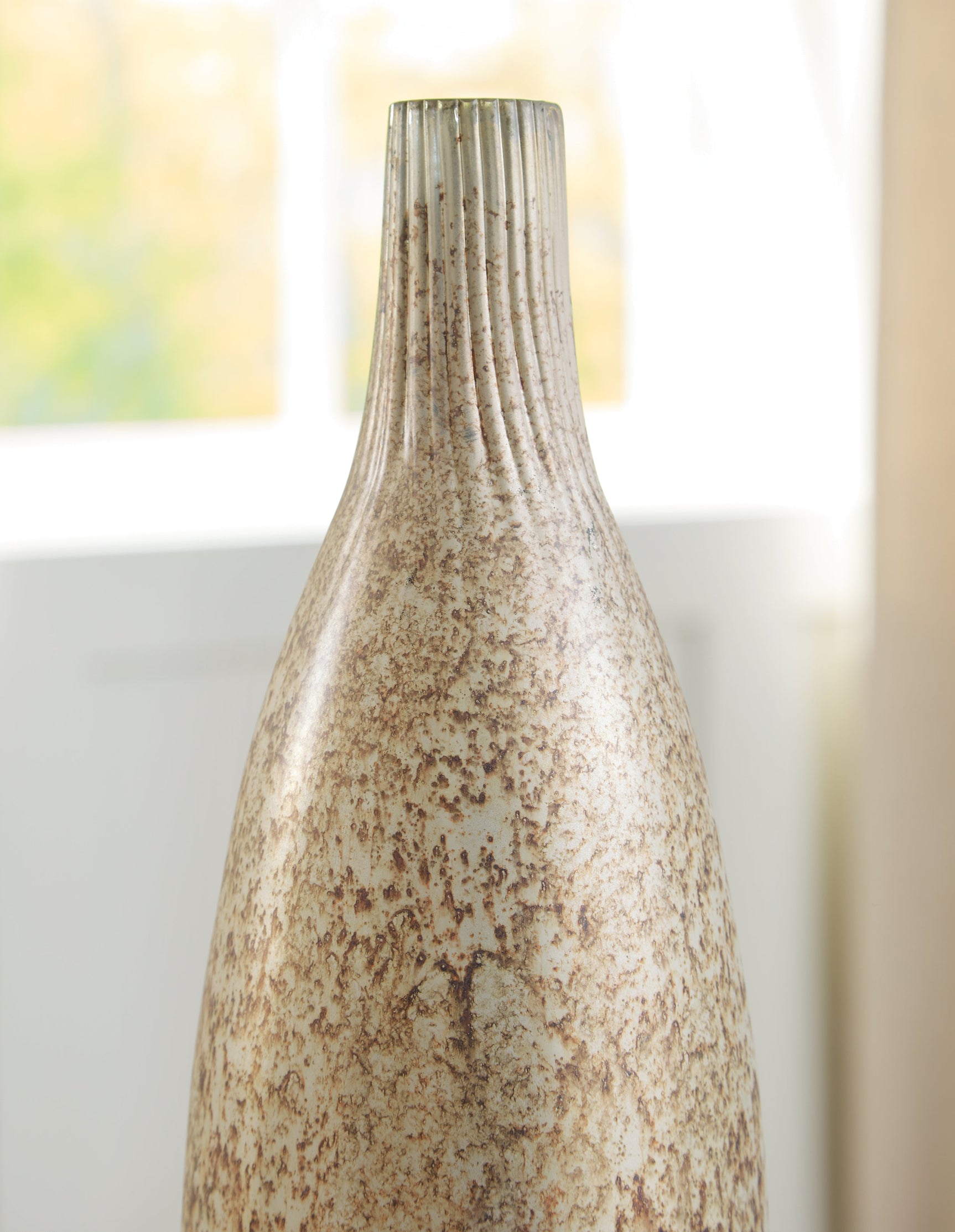 Close-up detail of Plawite mercury glass antique silver finish