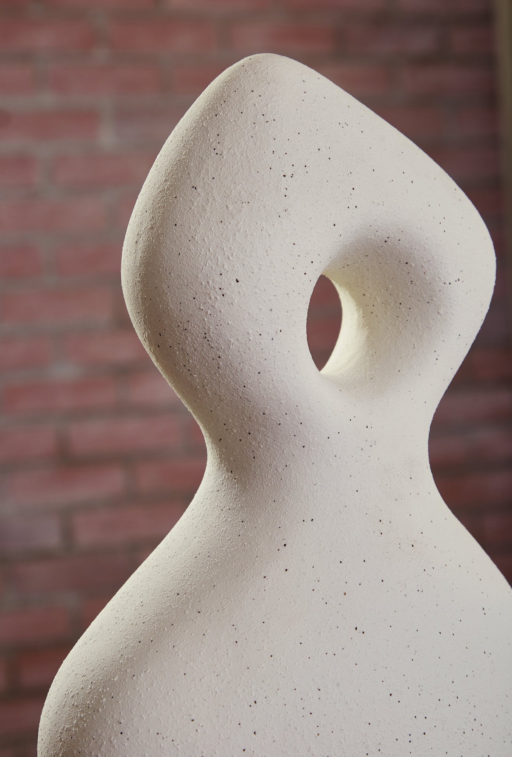 Textured detail on Arthrow off-white ceramic sculpture