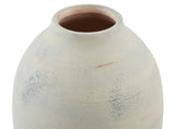 Close-up of distressed sage green finish on Clayson vase