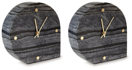 Janmour table clock side angle showing marble finish