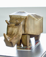 Antique goldtone finish detail on Gentwell Rhino Sculpture