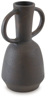 Aadeen textured surface detail on dark brown vase