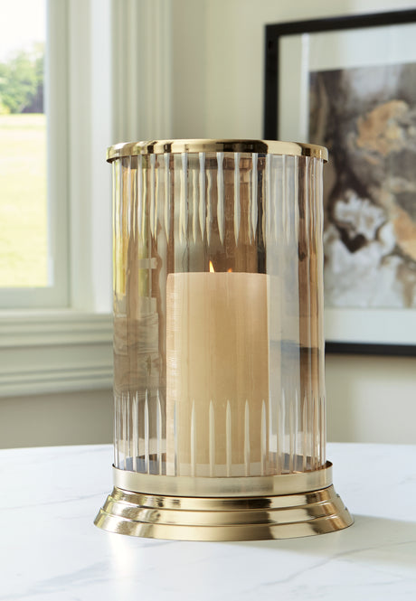 Aavinson Candle Holder lit with pillar candle