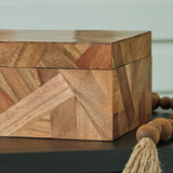 Detail of wood mosaic pattern on Antford box