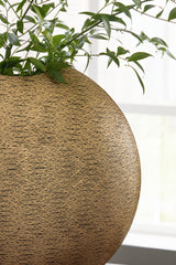 Detail of vase metal pattern and finish