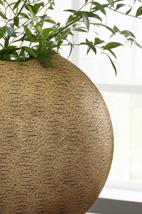 Detail of vase metal pattern and finish