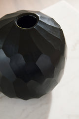 Detail of black glass faceted pattern on Ryanford Vase