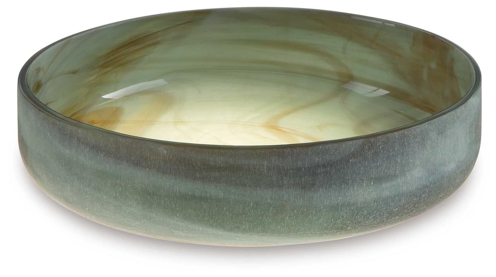 Bannington Sage Green Glass Bowl side view highlighting frosted exterior