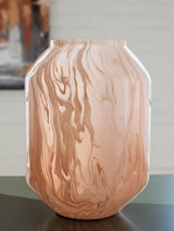 Dushby blush pink glass vase, front view