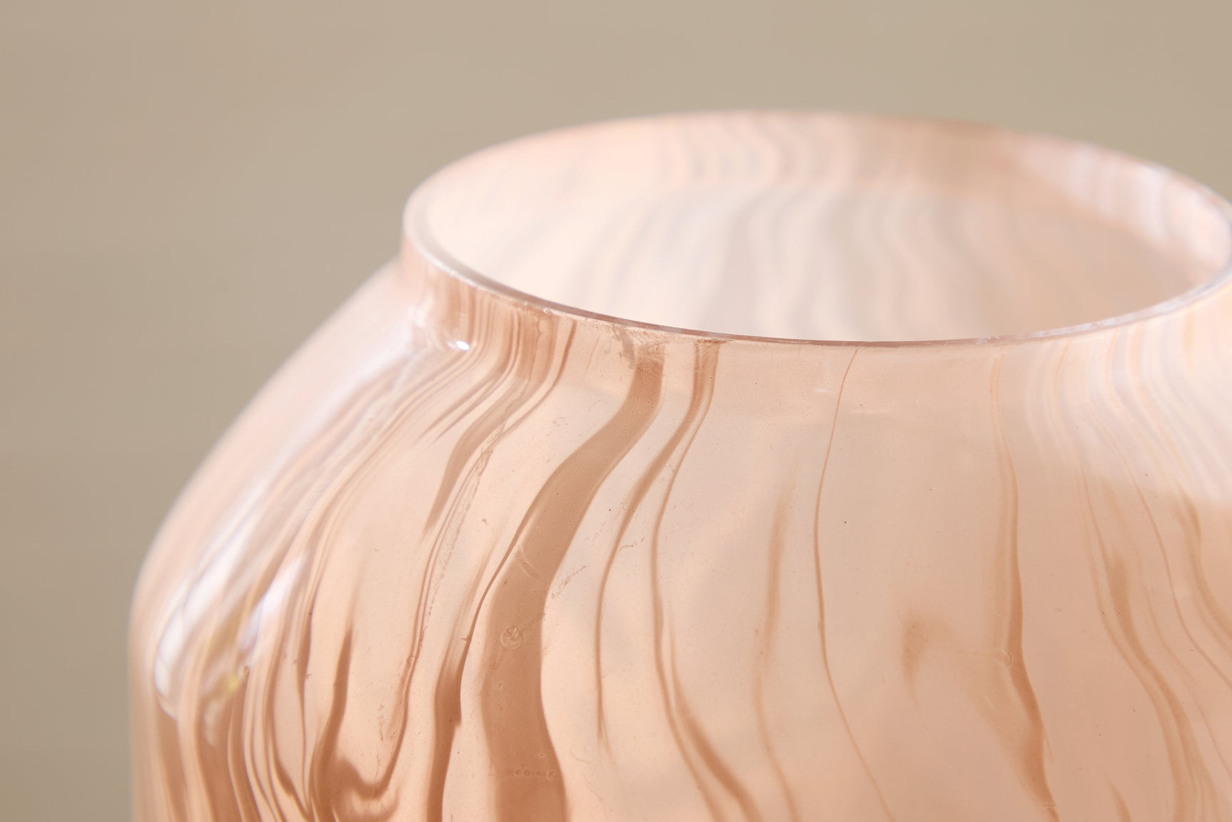 Dushby blush pink glass vase, front view
