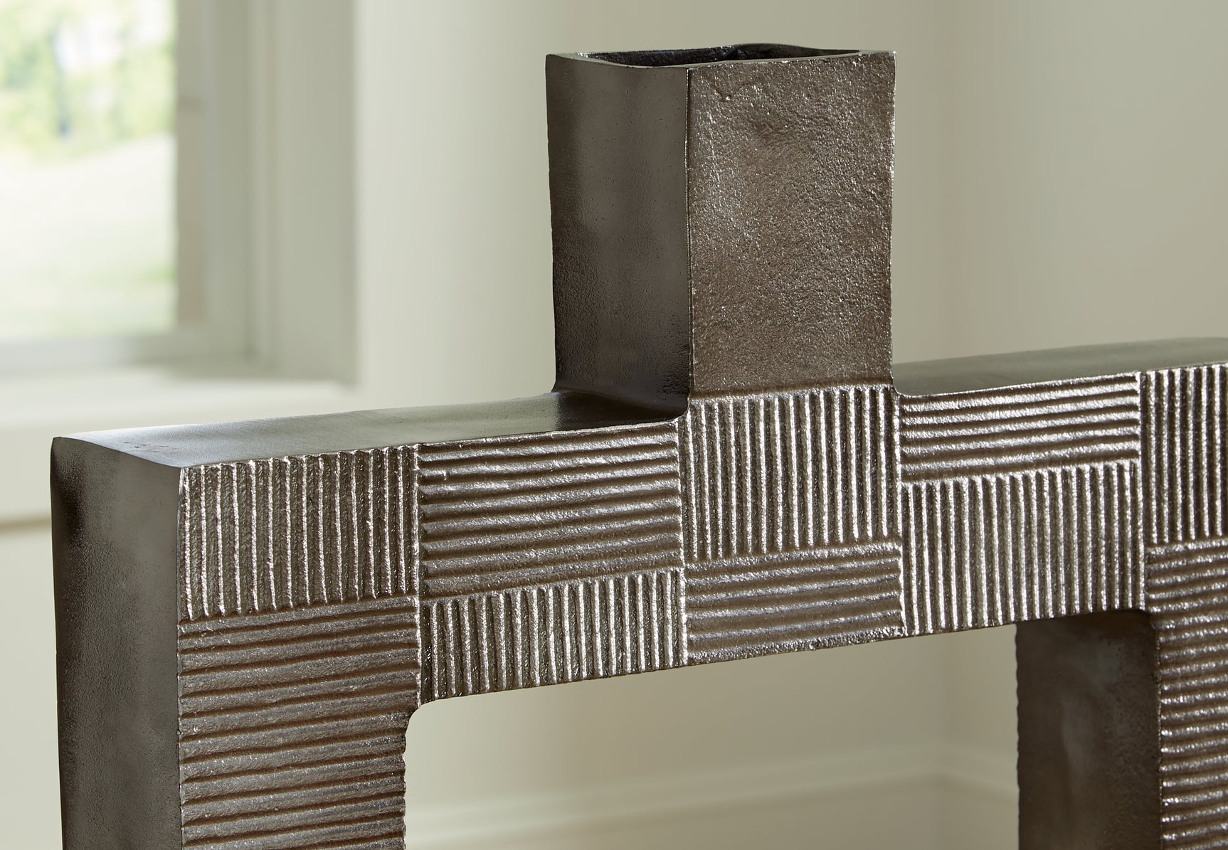 Textured surface and striped pattern of Wrengrove vase