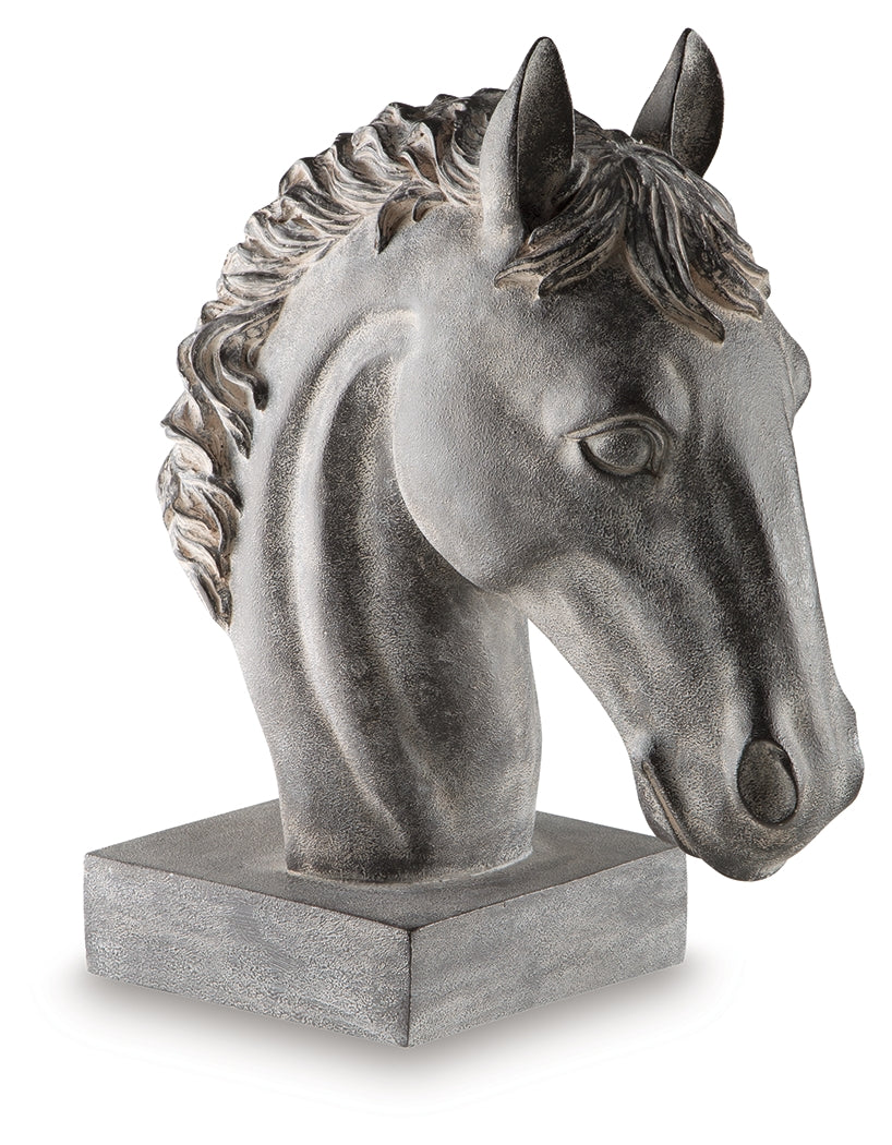 Carnlow Antique Black Horse Head Sculpture front angle