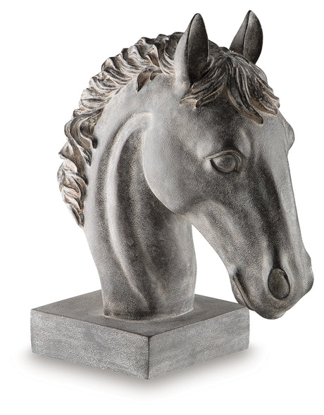 Carnlow Antique Black Horse Head Sculpture front angle