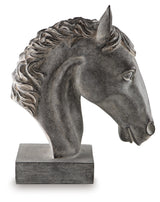 Side view of Carnlow Antique Black Horse Head Sculpture