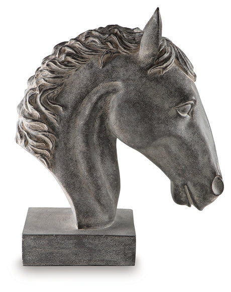 Side view of Carnlow Antique Black Horse Head Sculpture