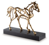 Grainville Antique Gold Finish Equestrian Sculpture side view