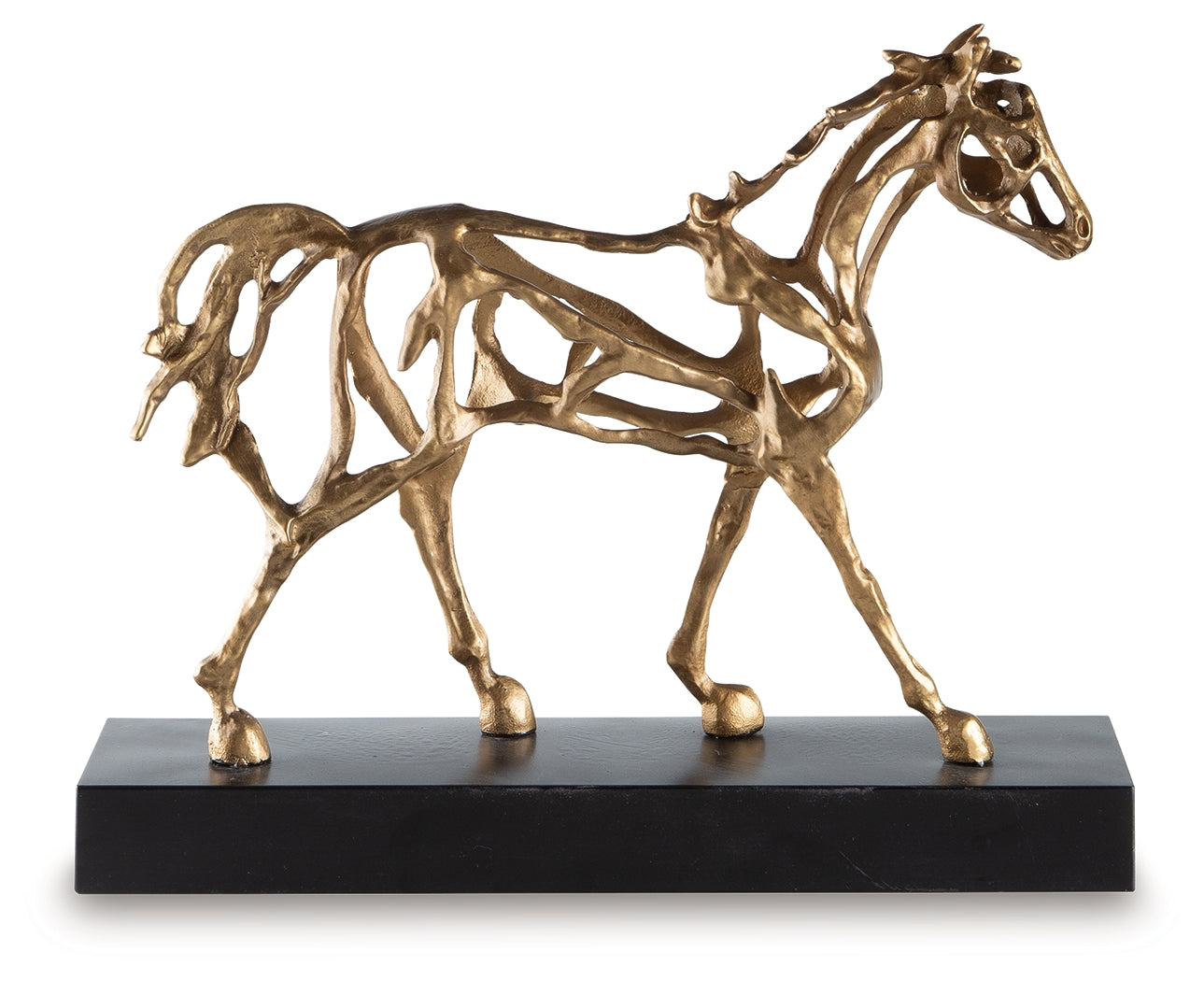 Grainville Antique Gold Finish Equestrian Sculpture profile view