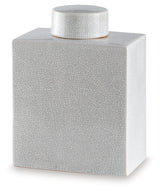 Haddworth Antique White ceramic jar front view