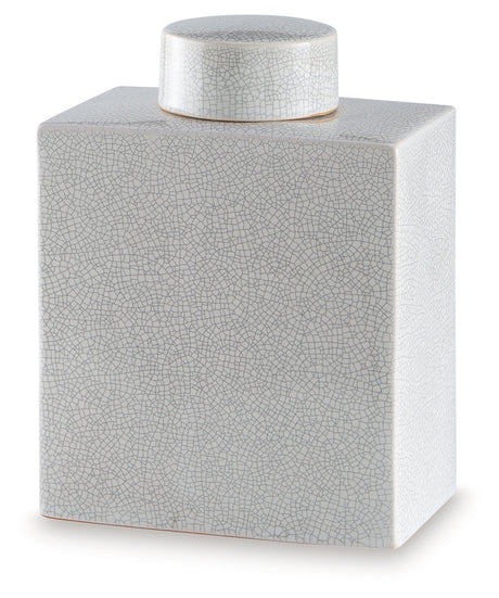 Haddworth Antique White ceramic jar front view