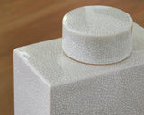 Haddworth Antique White ceramic jar front view