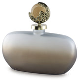 Acario Jar angled side view showing frosted glass and gold topper