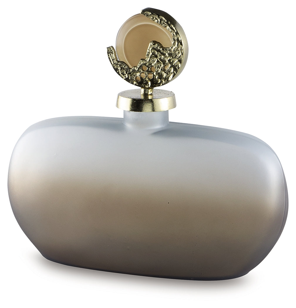 Acario Jar angled side view showing frosted glass and gold topper