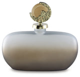 Front shot of Acario Decorative Jar with textured goldtone lid