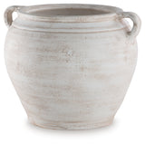 Meadie vase side view showing distressed finish