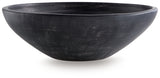 Meadie Distressed Black Ceramic Bowl front view