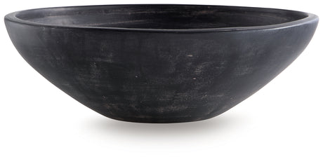 Meadie Distressed Black Ceramic Bowl front view