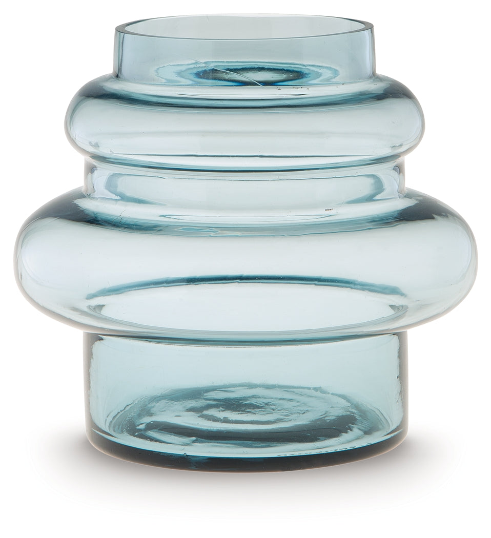 Side view of Vallmen Blue Blown Glass Vase