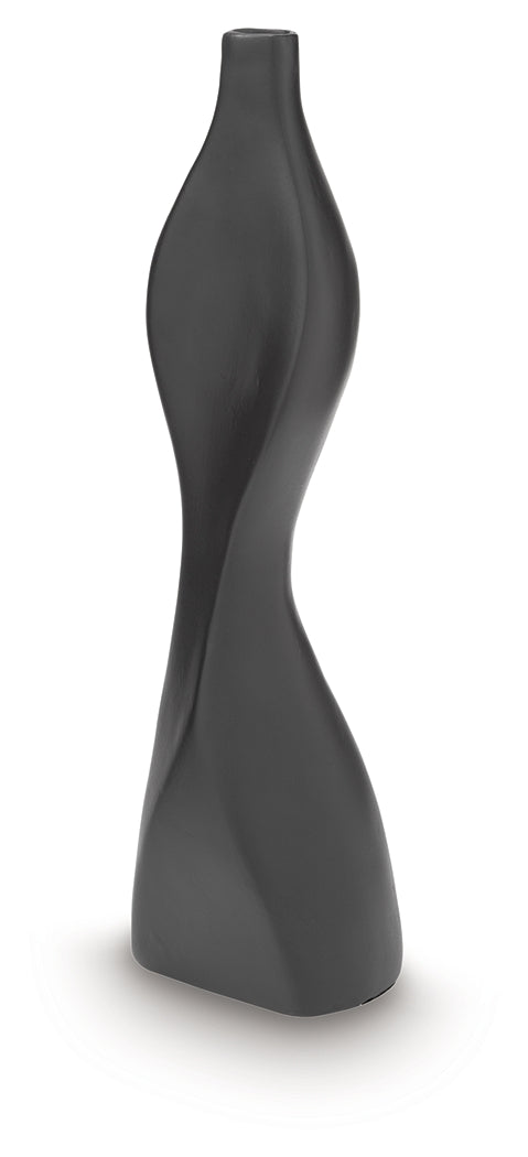 Close-up detail of Judsen Black Vase texture