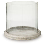 Saskia candle holder side angle highlighting clear glass design
