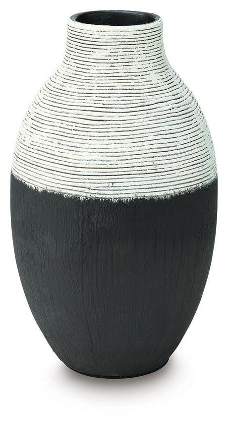Side detail of Girtha Vase showing two-tone finish