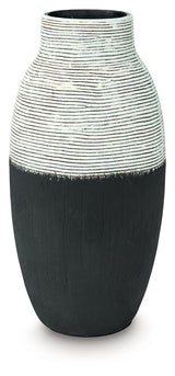 Back view of Girtha Antique White and Black Vase