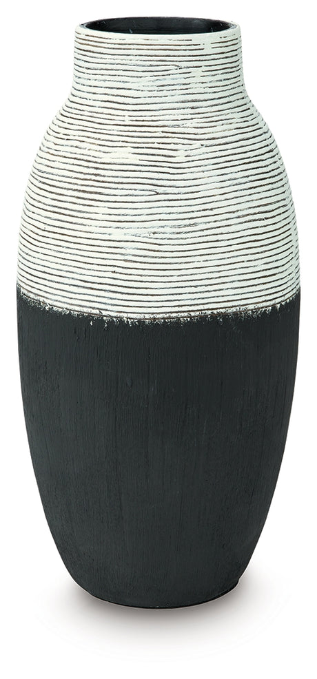 Back view of Girtha Antique White and Black Vase