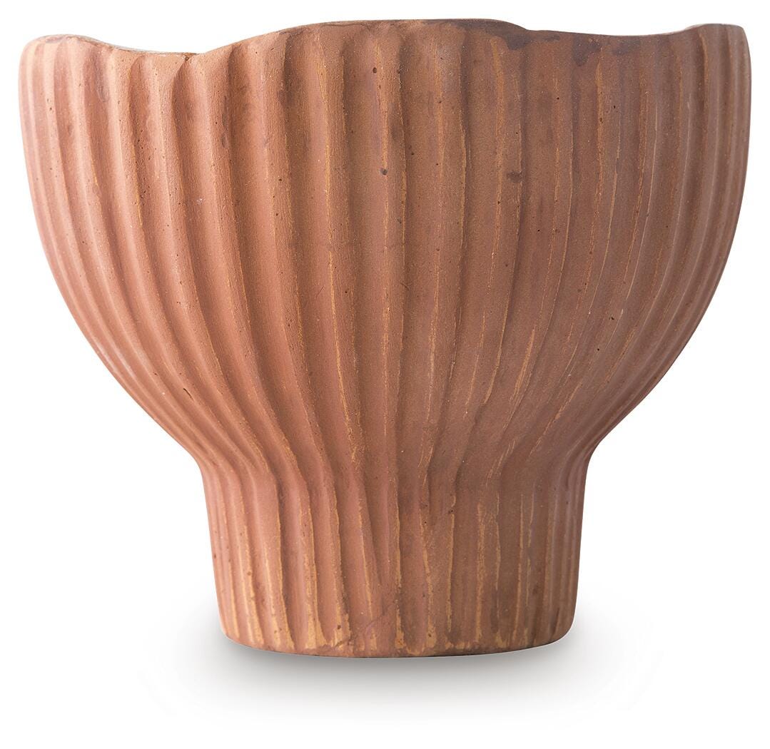 Close-up of terra cotta texture on Orban Vase