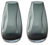 Close-up of teal glass vase detail
