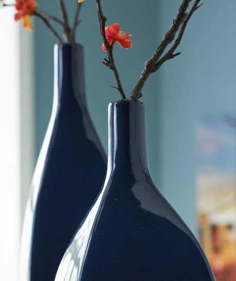 Close-up of navy glaze finish on Abtinson vase