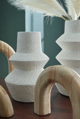 Detail of Maddwarth white metal vase with textured finish