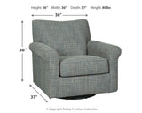 Renley Ash Swivel Glider Accent Chair dimension diagram