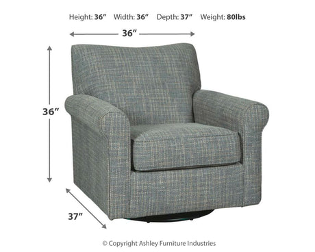 Renley Ash Swivel Glider Accent Chair dimension diagram