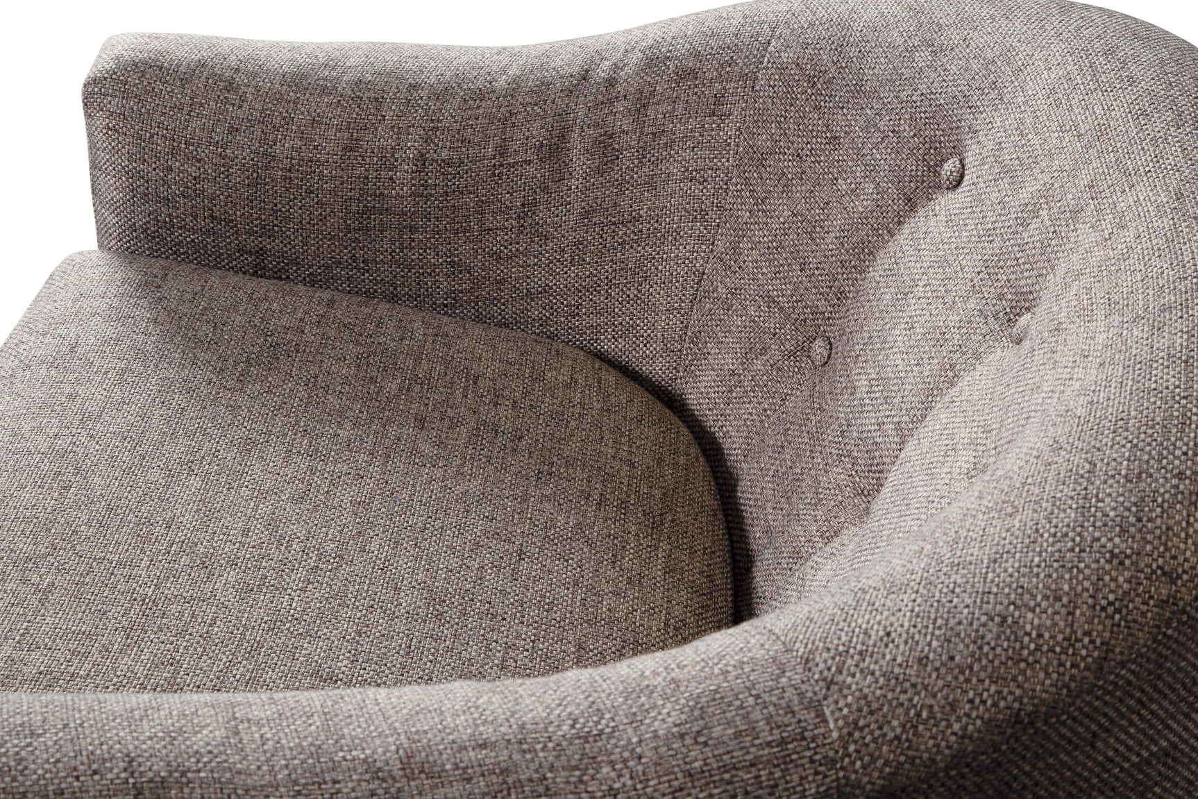 Upshur Taupe Accent Chair detailed fabric and tufting close-up
