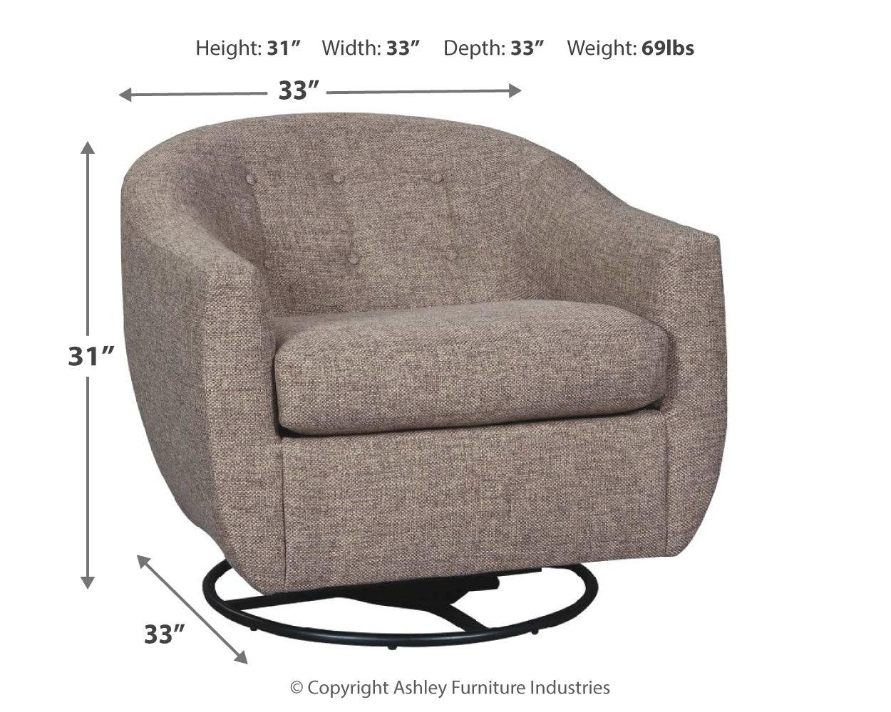 Upshur Taupe Accent Chair dimension diagram